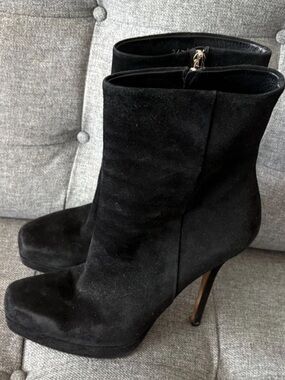 Gucci Black Suede Platform Ankle Boots EU 41 US 11 Heeled Booties